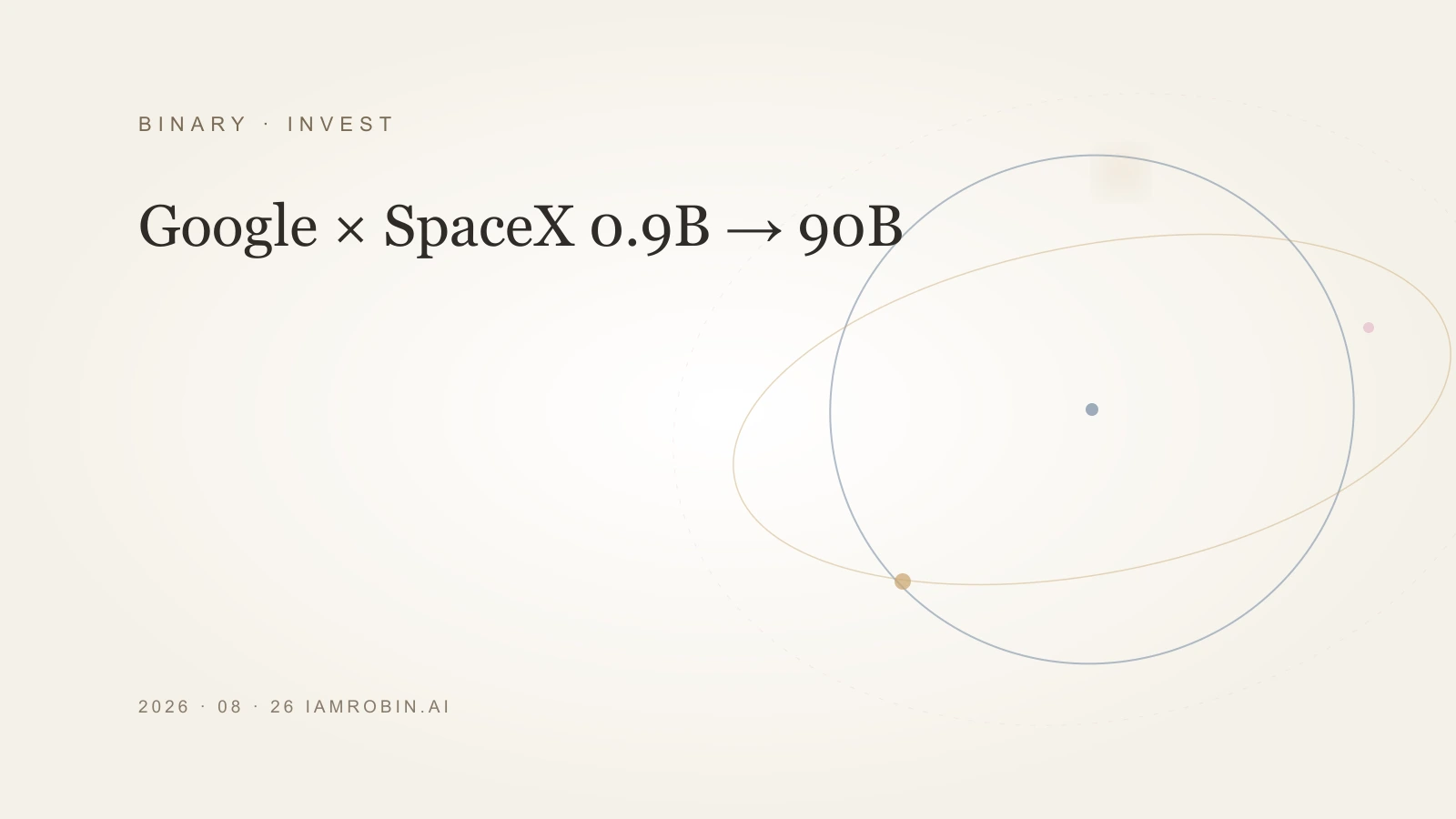 Editorial image for Google × SpaceX 0.9B → 90B