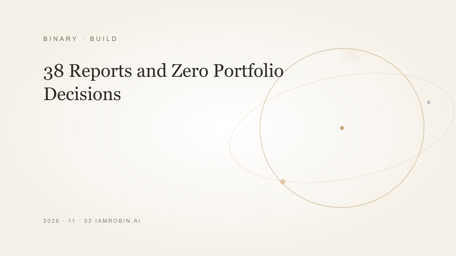 Editorial image for 38 Reports and Zero Portfolio Decisions