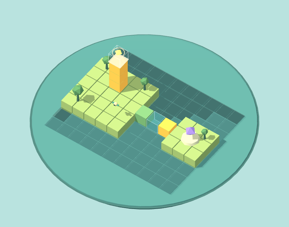 A 3D island made of colorful building blocks