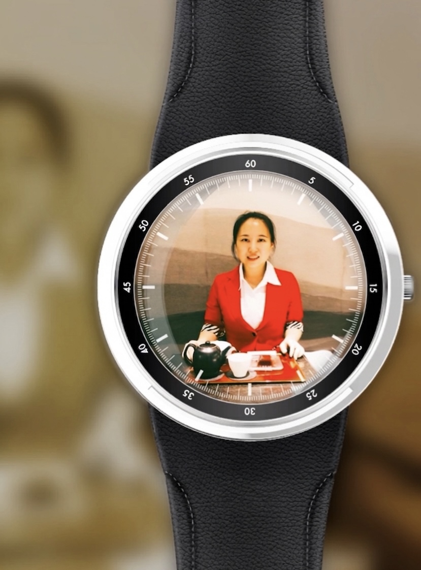 Robin pictured inside a watch face